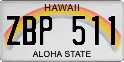 HI license plate ZBP511
