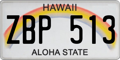 HI license plate ZBP513