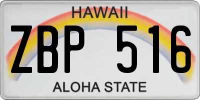HI license plate ZBP516