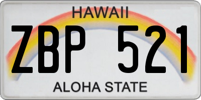 HI license plate ZBP521