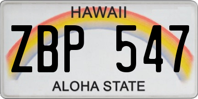 HI license plate ZBP547
