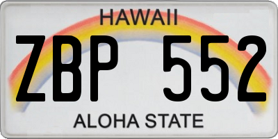 HI license plate ZBP552