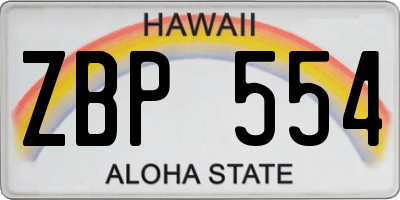 HI license plate ZBP554