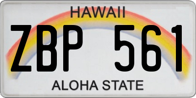HI license plate ZBP561