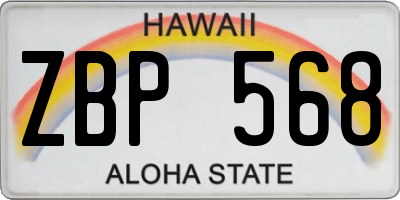 HI license plate ZBP568