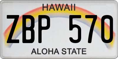 HI license plate ZBP570