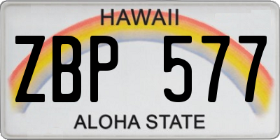 HI license plate ZBP577