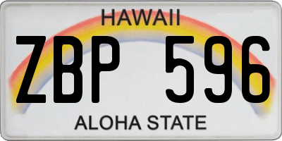 HI license plate ZBP596
