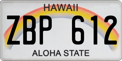 HI license plate ZBP612