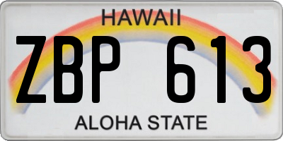 HI license plate ZBP613