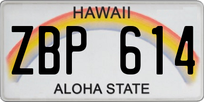 HI license plate ZBP614