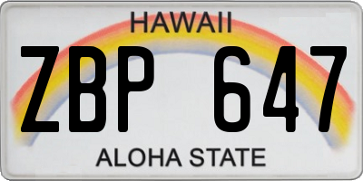 HI license plate ZBP647