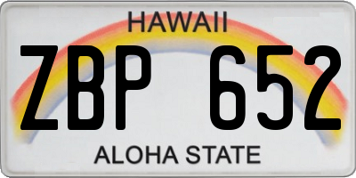 HI license plate ZBP652