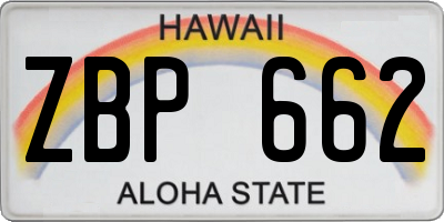 HI license plate ZBP662