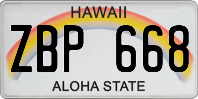 HI license plate ZBP668