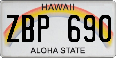 HI license plate ZBP690