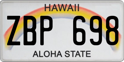 HI license plate ZBP698