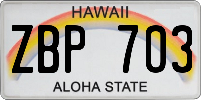 HI license plate ZBP703