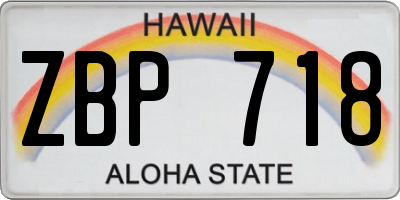 HI license plate ZBP718