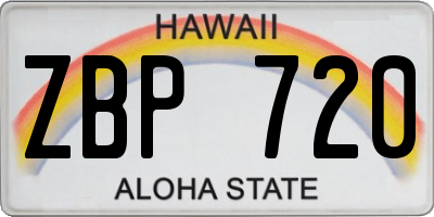 HI license plate ZBP720