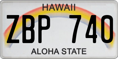 HI license plate ZBP740