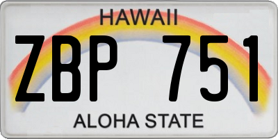 HI license plate ZBP751