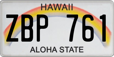HI license plate ZBP761