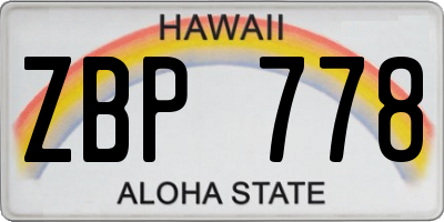 HI license plate ZBP778
