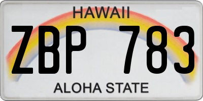 HI license plate ZBP783