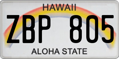 HI license plate ZBP805