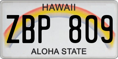 HI license plate ZBP809