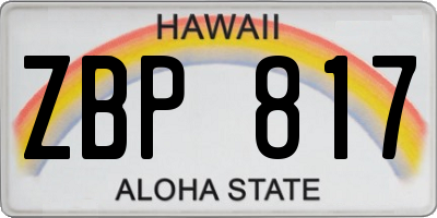 HI license plate ZBP817
