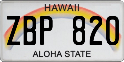HI license plate ZBP820