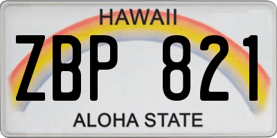 HI license plate ZBP821
