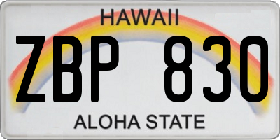 HI license plate ZBP830
