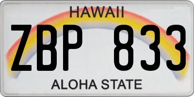 HI license plate ZBP833