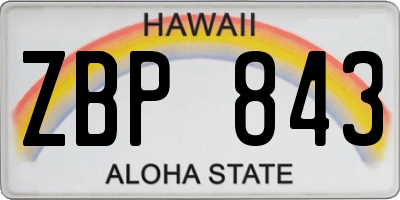 HI license plate ZBP843