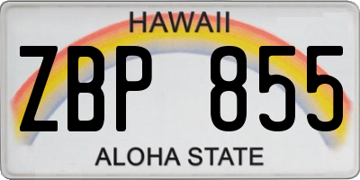 HI license plate ZBP855
