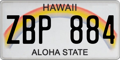 HI license plate ZBP884