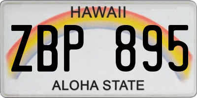 HI license plate ZBP895