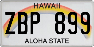 HI license plate ZBP899