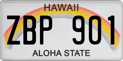 HI license plate ZBP901