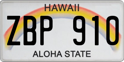 HI license plate ZBP910