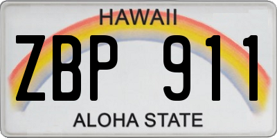 HI license plate ZBP911