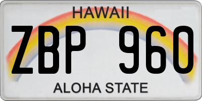 HI license plate ZBP960