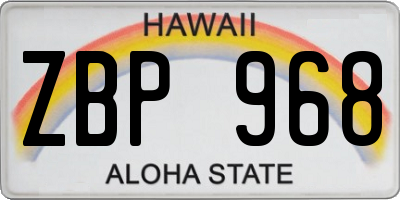 HI license plate ZBP968