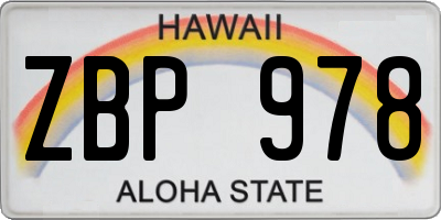 HI license plate ZBP978