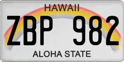 HI license plate ZBP982