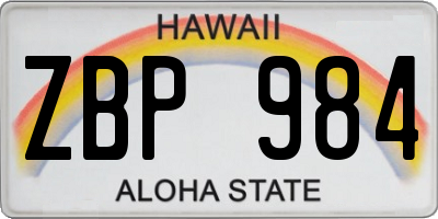 HI license plate ZBP984