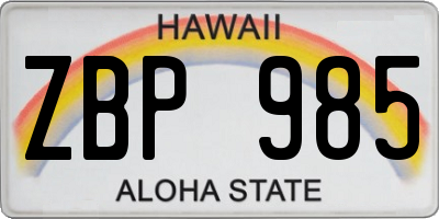 HI license plate ZBP985